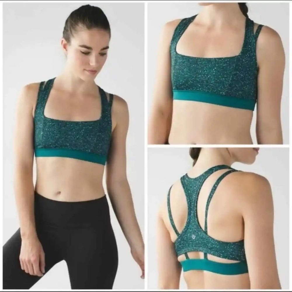 Lululemon Splendour Sport Bra Flashback Static Seamist Forage Teal Size 4